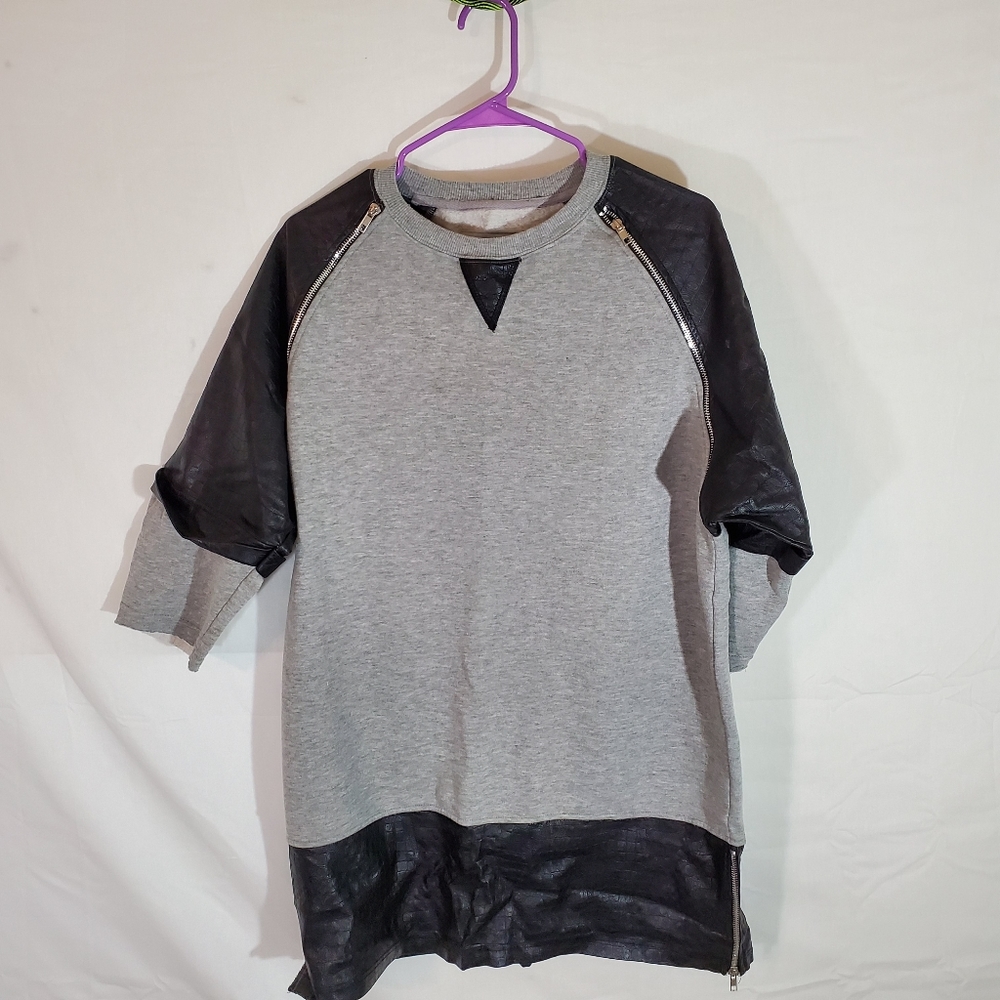 Bleeker And Mercer Leather Zipper Sleeve Top Large